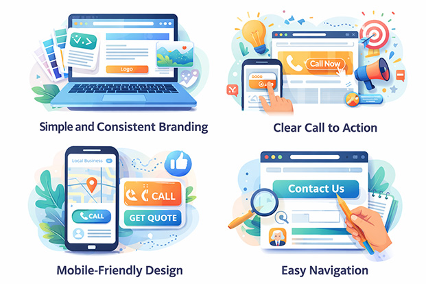 Small business marketing design and usability illustration